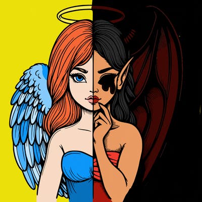 realistic angel half demon