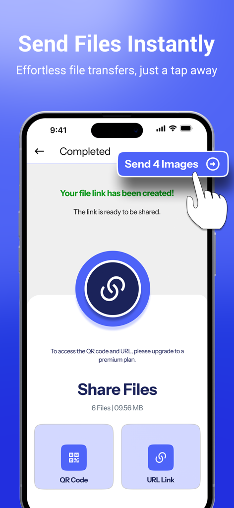 Interfaz de la aplicación SnapDrop que muestra opciones para compartir archivos a través de un código QR o un enlace web
