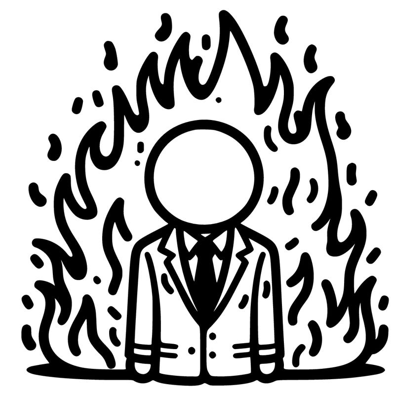 person in suit fire