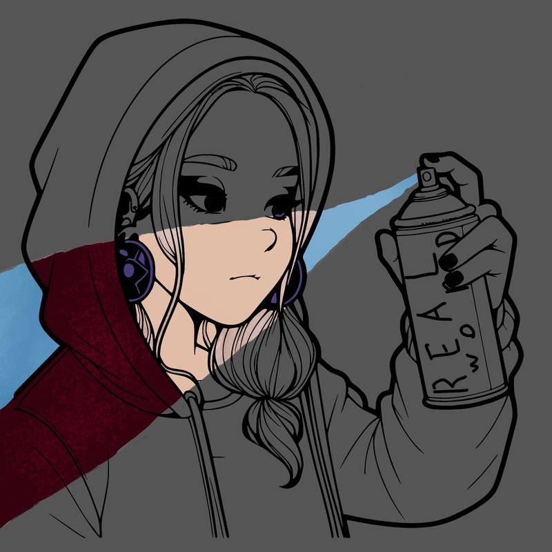 a realistic girl, spray painting