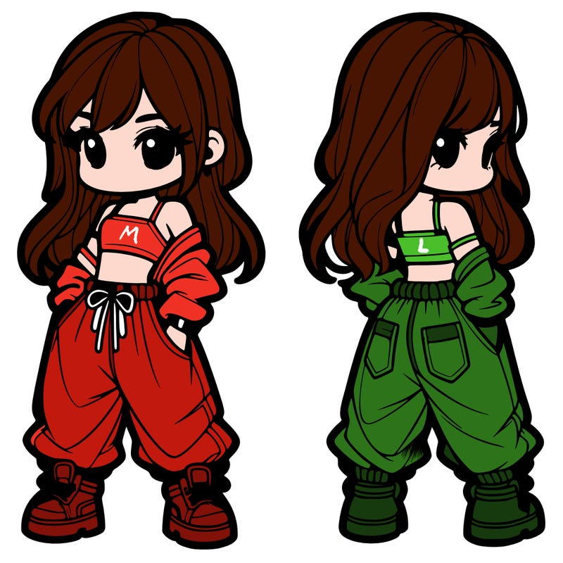 girl in crop top and baggy pants