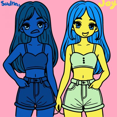 two sisters with crop tops and jean shorts and straight hair