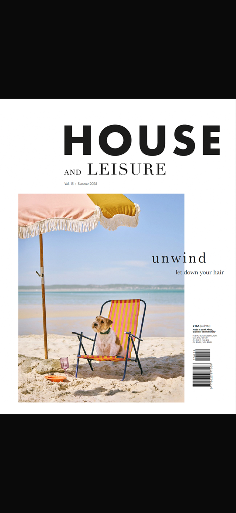 House & Leisure - House and Leisure magazine summer issue cover featuring a dog on a beach chair