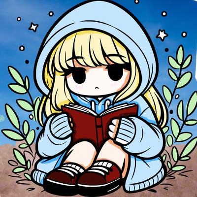 girl in oversized hoodie reading a book