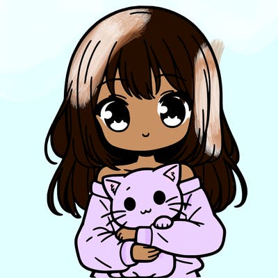 cute anime girl holding a cat