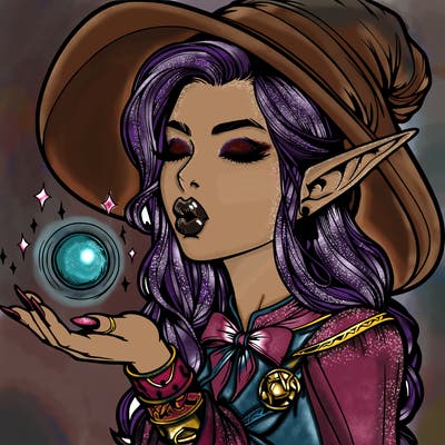 realistic elf casting a spell with lips