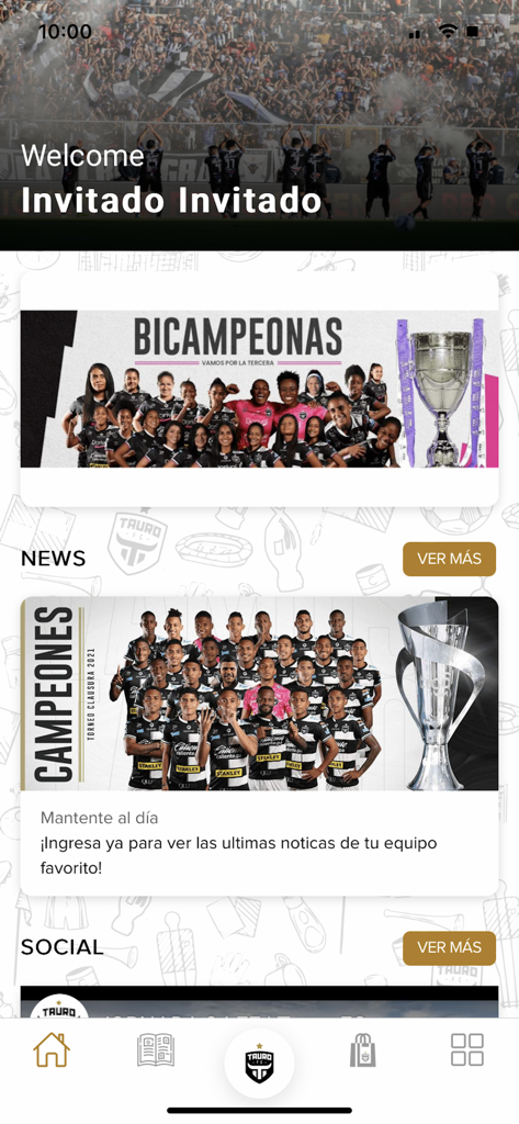Tauro F.C. - Tauro F.C. app main dashboard with team news and championship banners