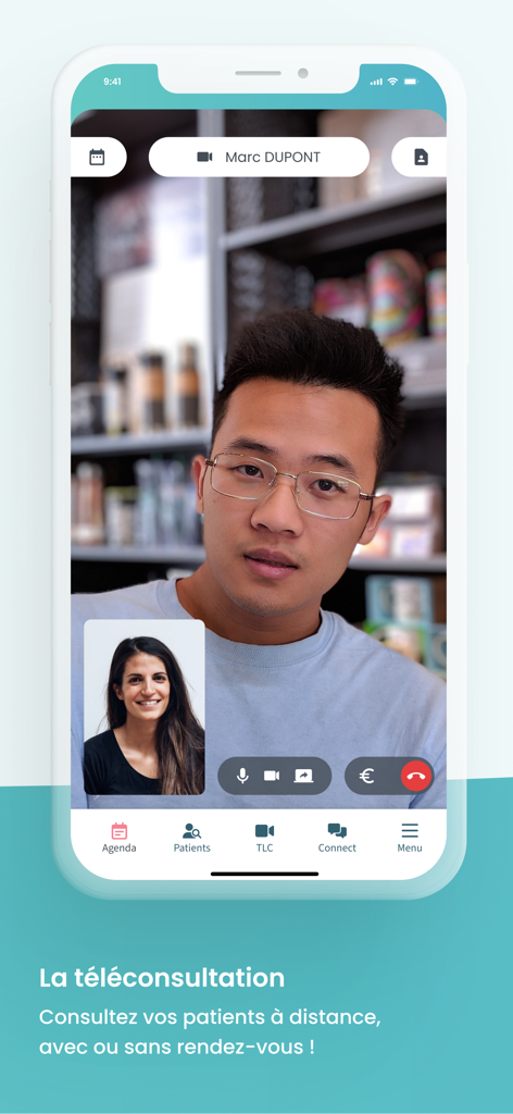 Maiia Pro - Maiia Pro app video call interface showing a teleconsultation between a doctor and a patient