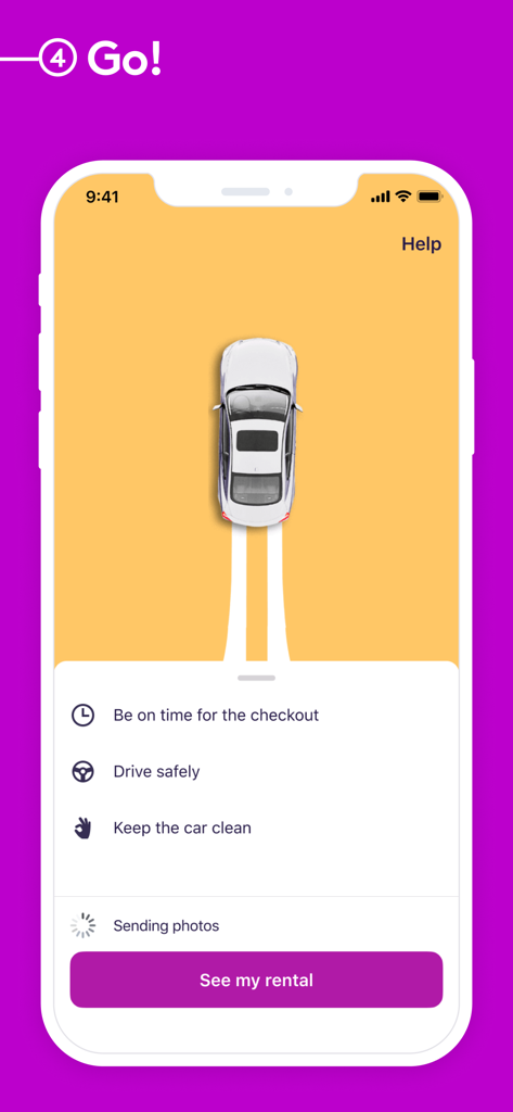 Getaround - car rental - Getaround app screen showing rental safety tips and a see my rental button