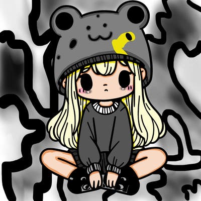 a girl wearing a frog hat and some frog socks