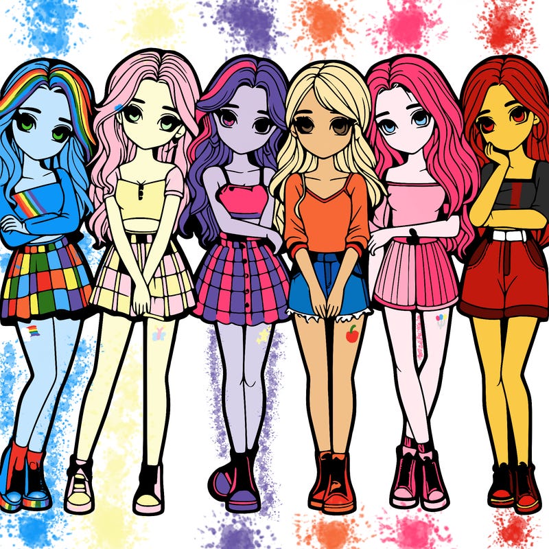 a group of girls realistic