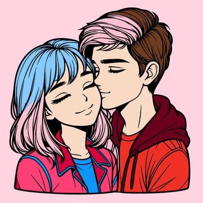 realistic girl and boy  love