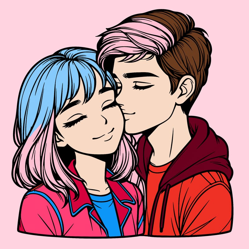 realistic girl and boy  love