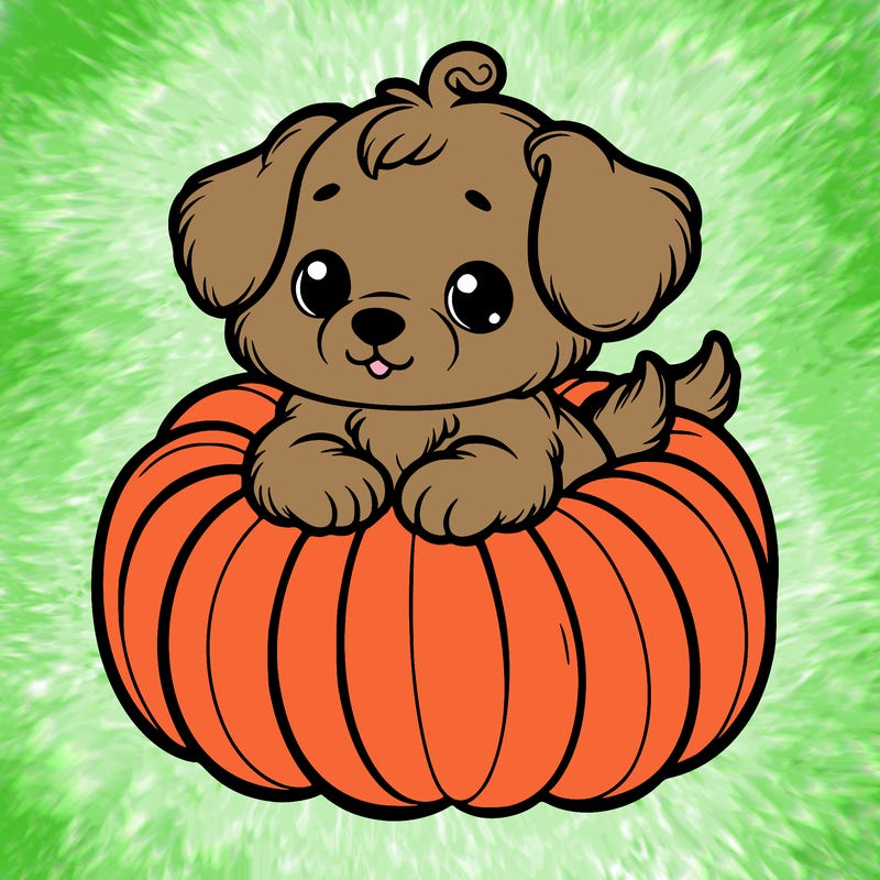 cute little puppy in a pumpkin