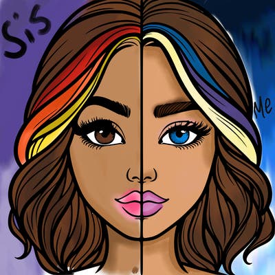 realistic girl split half