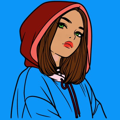 a realistic girl in a hoodie