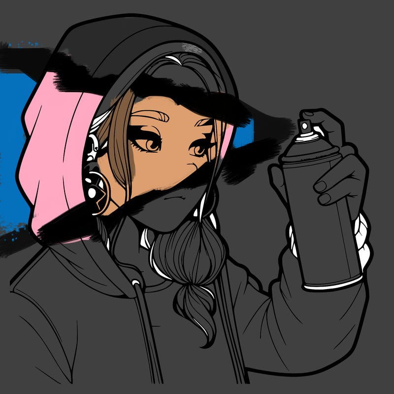 a realistic girl, spray painting