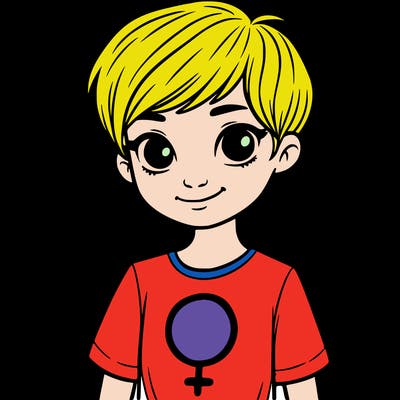girl with pixie cut and feminist shirt