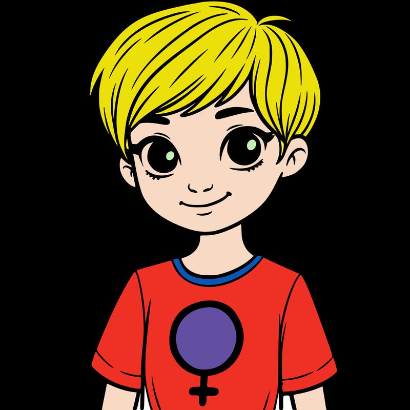 girl with pixie cut and feminist shirt