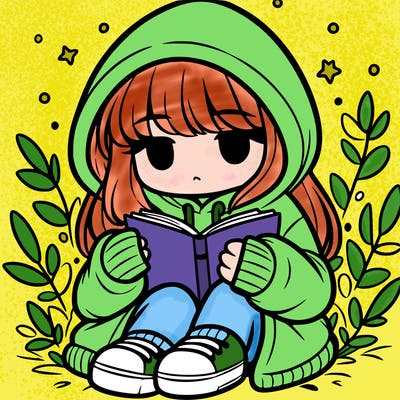 girl in oversized hoodie reading a book