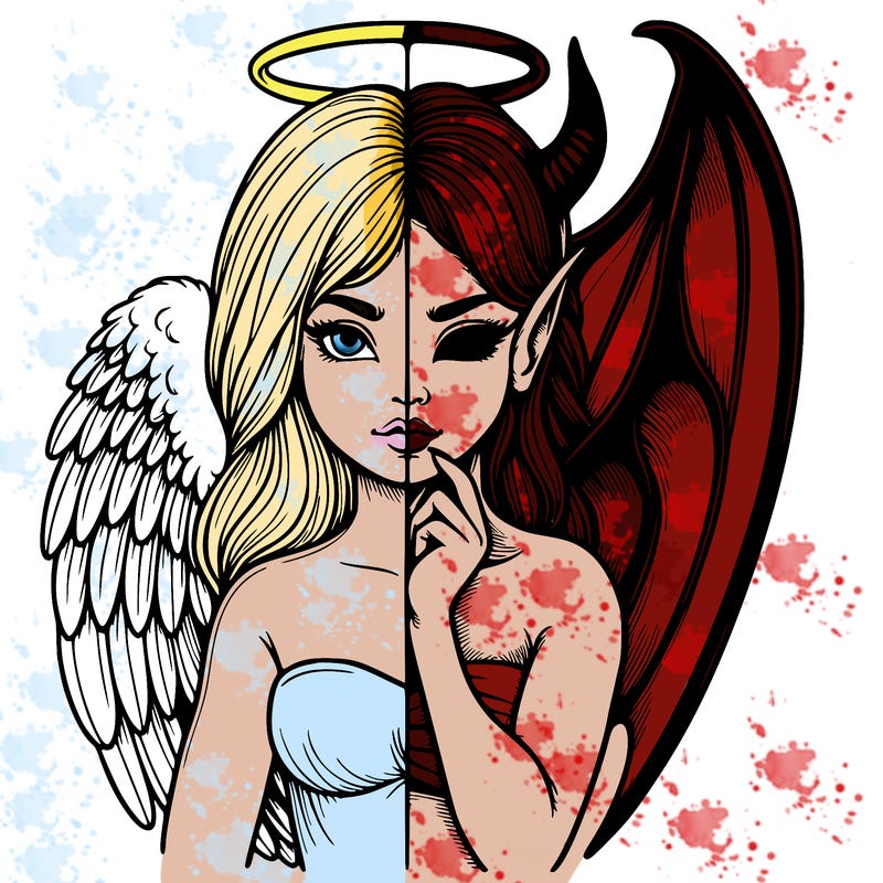 realistic angel half demon