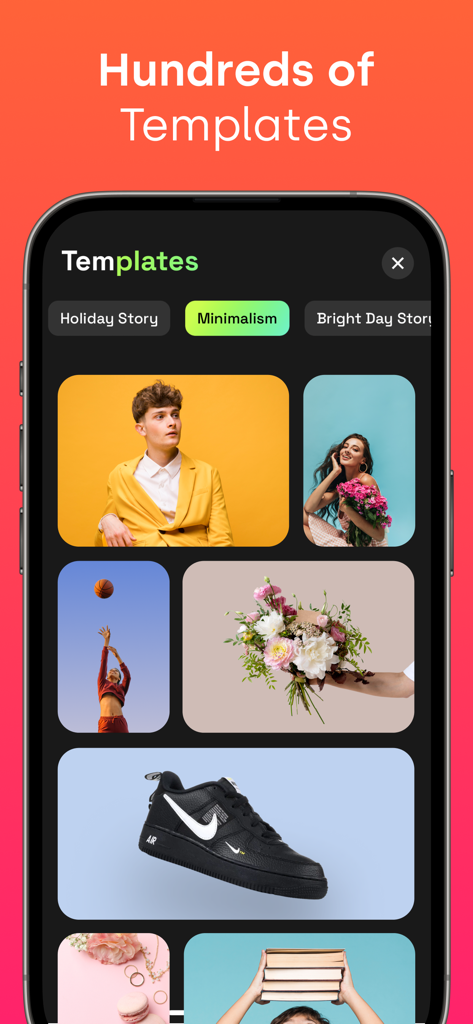 Background Eraser AI - A smartphone interface showing a gallery of minimalist background templates for professional photo and product editing