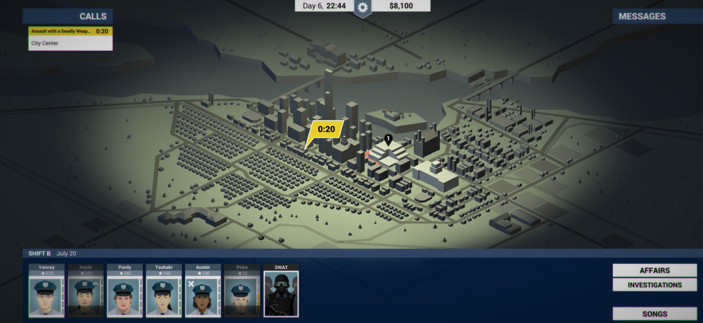 This Is the Police - Strategic city map and police unit management interface in This Is the Police