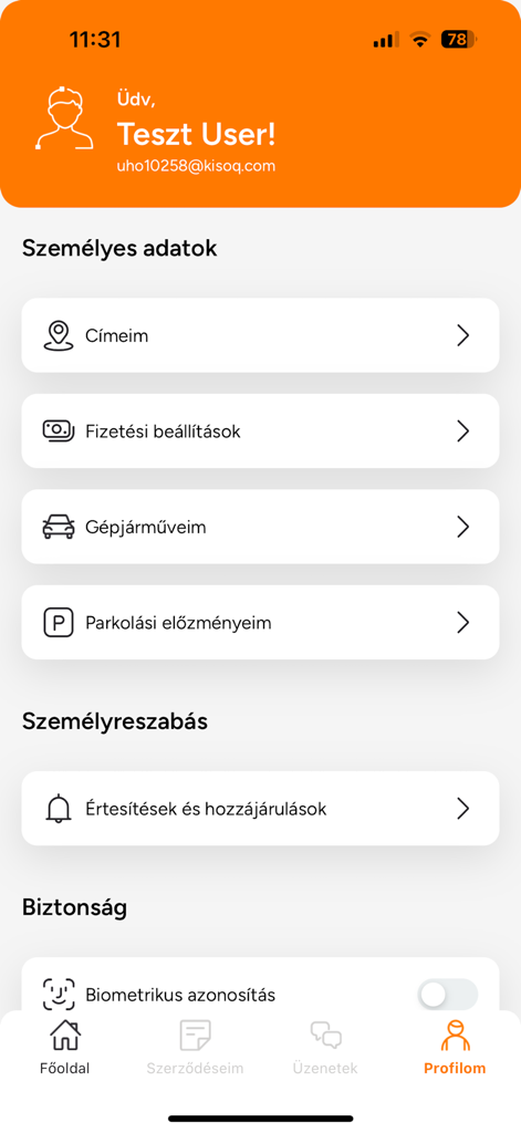 Netrisk - Profile screen of the Netrisk app showing personal data and account management options