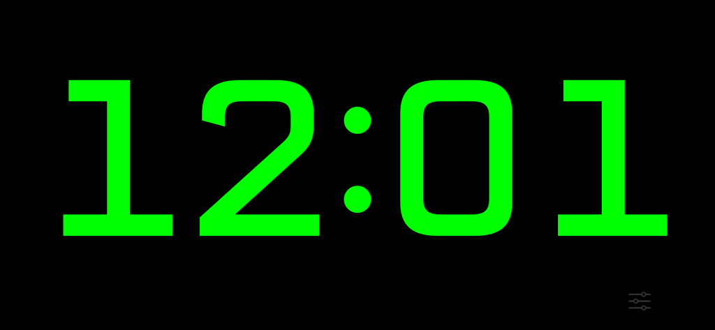 Large green digital countdown timer display on a black background