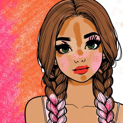 realistic girl with braids