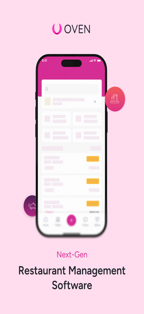 Oven - Oven Restaurant-Management-Software-Oberfläche auf einem Mobilgerät