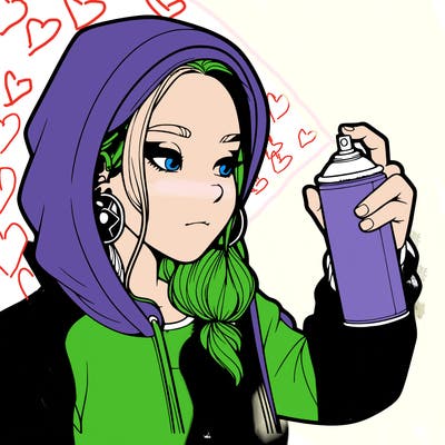 a realistic girl, spray painting