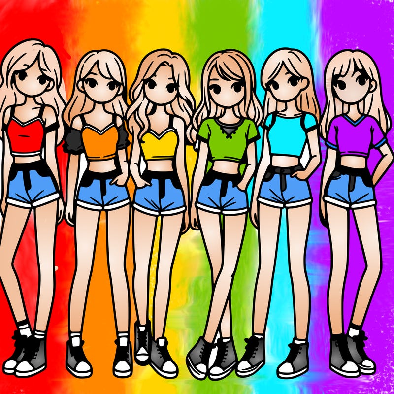 a group of girls wearing crop tops and shorts