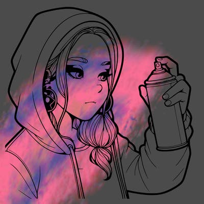 a realistic girl, spray painting