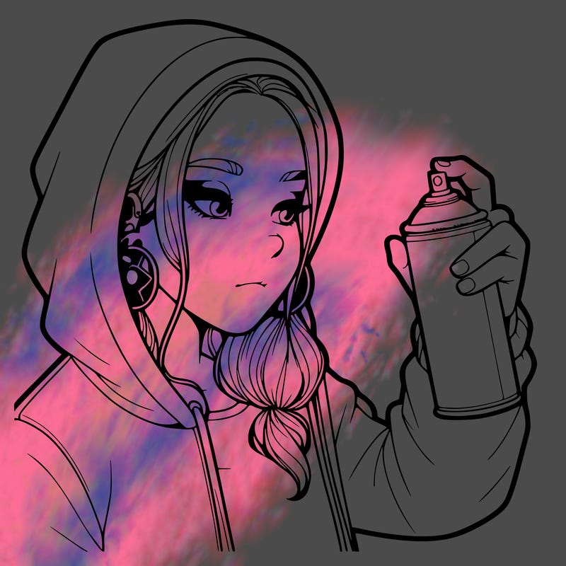 a realistic girl, spray painting