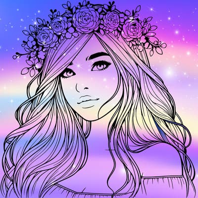 realistic girl with flower crown