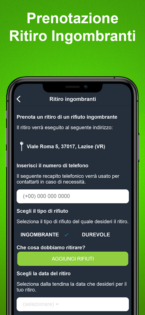 Serit App - Serit App interface for booking a bulky waste pickup service
