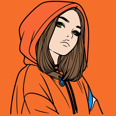 a realistic girl in a hoodie