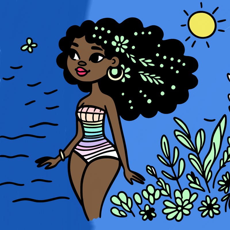 african woman in a swimsuit