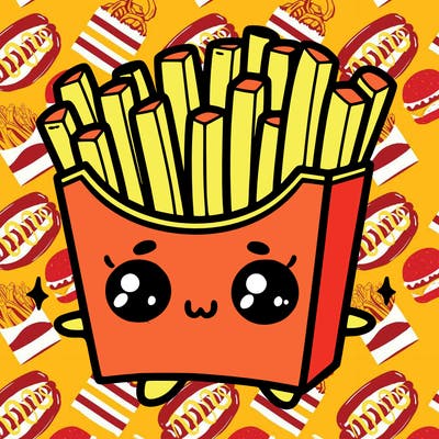 a cute. french fries