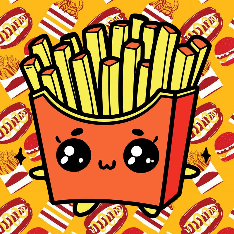 a cute. french fries