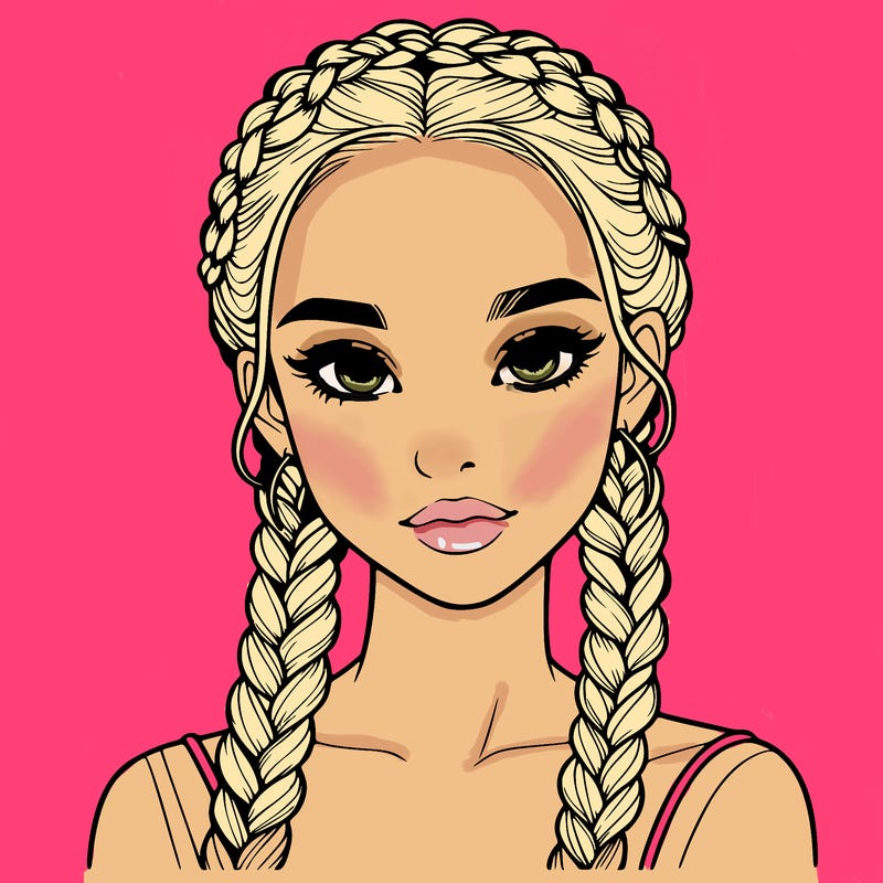 realistic girl with braids