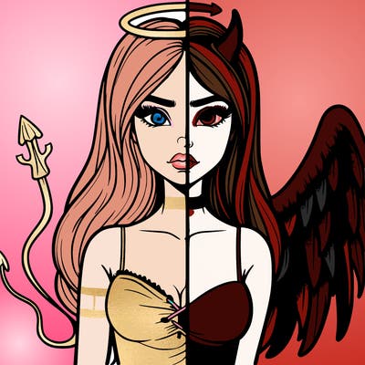 devil vs angel realistic girl