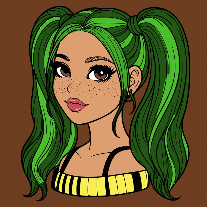 realistic woman with high pigtails