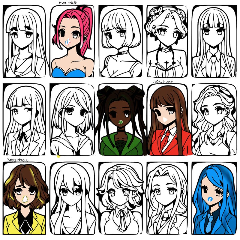 girls that look diffrent anime