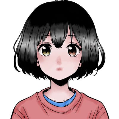 a kid girl with short hair realistic/anime