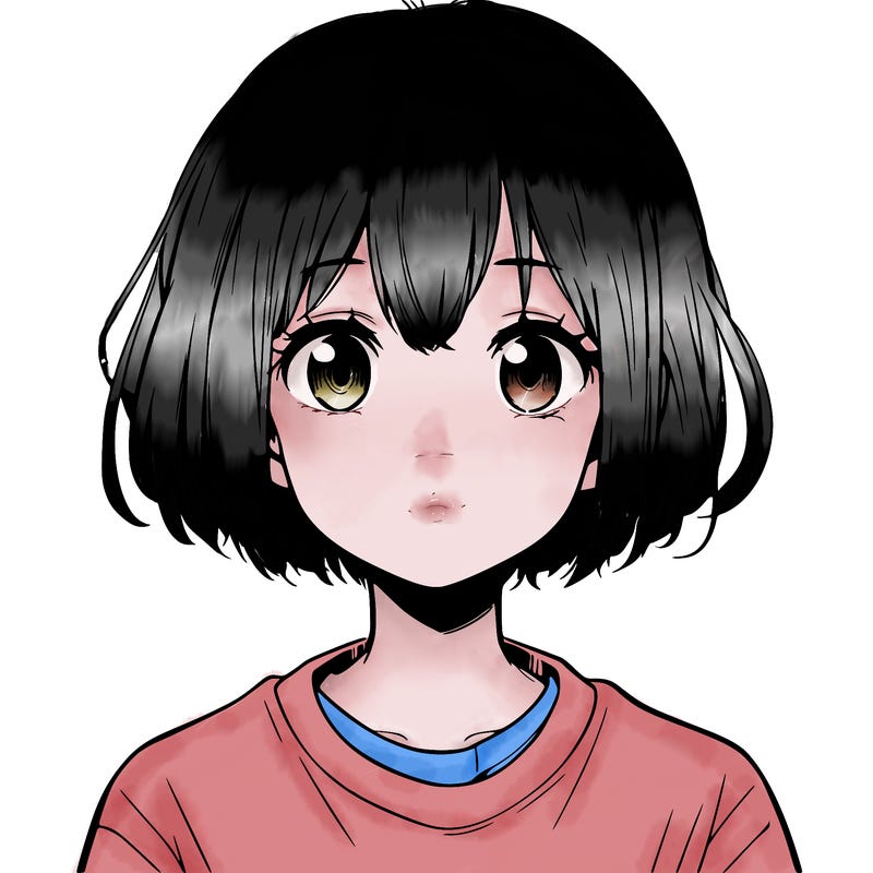 a kid girl with short hair realistic/anime