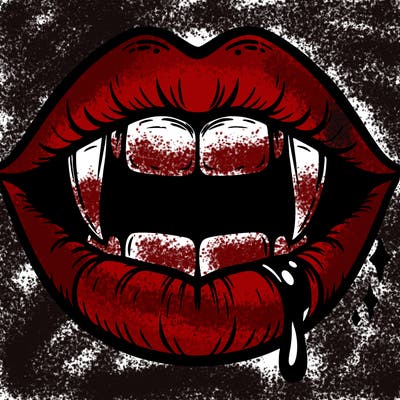 lips with vampire teeth