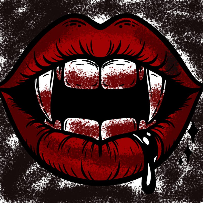 lips with vampire teeth