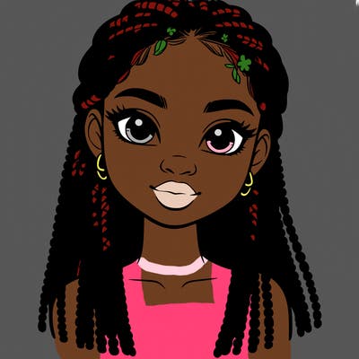 a realistic black girl with braids